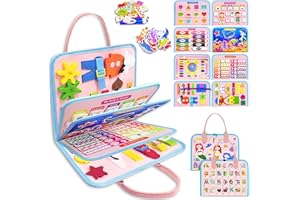 Exorany Busy Board Montessori Toys for Toddler Girl & Boy Birthday Gifts, Busy Book Learning Sensory Toys for Toddlers, Toddler Travel Toy Educational Activities Learn Fine Motor Skills