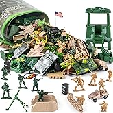Divwa Army Men Toys for Boys 8-12, Military Soldier Army Base 160 Pcs Set Including WW2 Khaki Green Plastic and Accessories w