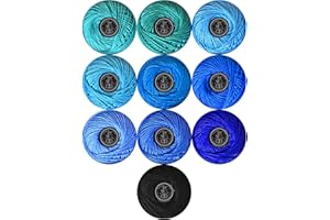 LE PAON Soft 10 Pearl Cotton Crochet Thread in Balls,Size 3 Rainbow Classic Colors Crochet Thread for Crochet Hardanger Cross Stitch Needlepoint Hand Embroidery (Blue)