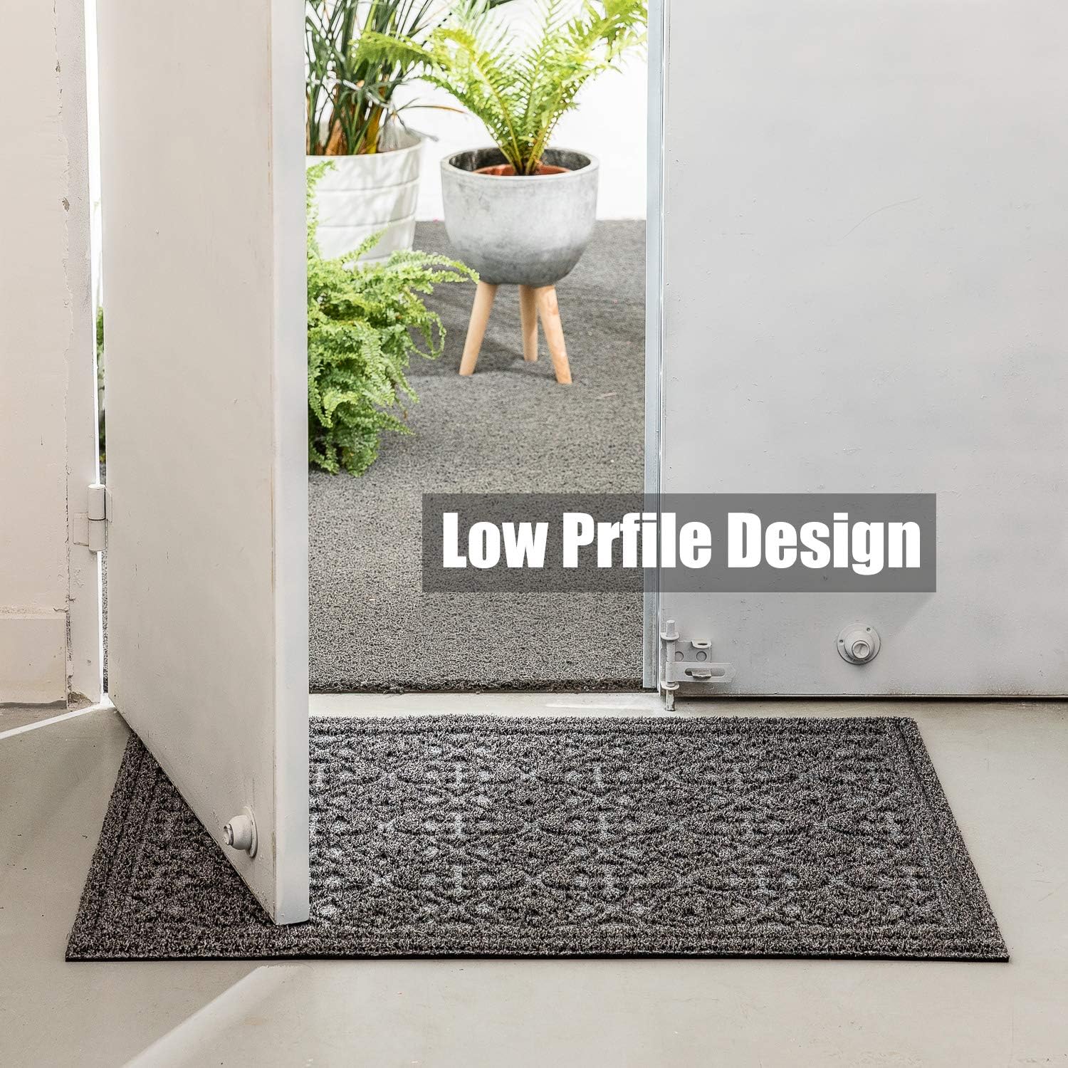 MAT 7-BANQUET Outdoor Door Mat for Front Door 36 x 59 inch Welcome Mat Debris Mud Trapper Outside Rubber Floor Mat Rug Large Extra Thick Textured Outdoor Mat for Entryway Frontgate Waterproof Gray : Garden & Outdoor
