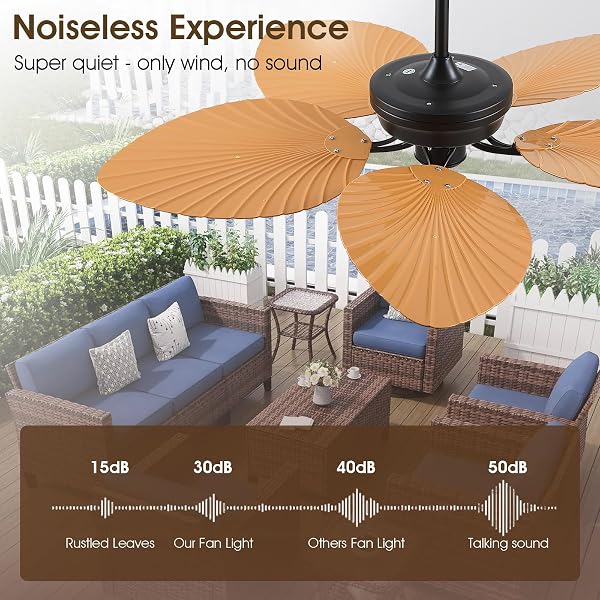 PHORUS 52″ WATERPROOF OUTDOOR PALM LEAF CEILING FANS WITHOUT LIGHTS AND REMOTE,WET RATED TROPICAL CEILING FANS FOR PATIOS PORCH GAZEBO PERGOLA