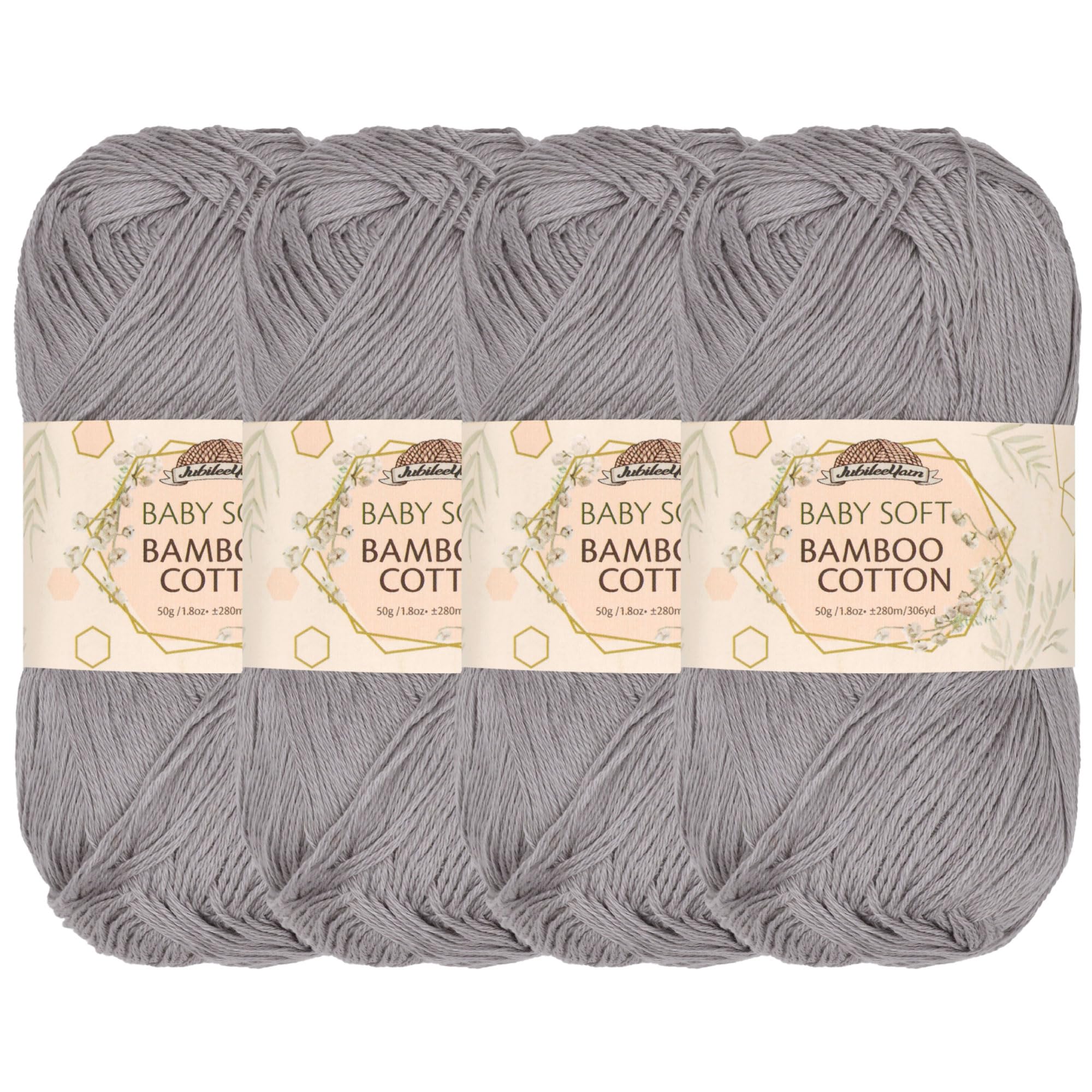 JubileeYarn Baby Soft Bamboo Cotton Yarn - 50g/Skein - Smoky Sky - 4 Skeins — image 1