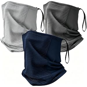 3Pcs Ice Silk Cooling Neck Gaiter UV Protection Breathable Mesh Face Cover Summer Neck Scarf for Outdoor Sports Men Women