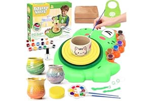 AUJAZYBLE Pottery Wheel for Kids, Complete Pottery Painting Craft Kit, Arts and Crafts for Kids Ages 8-12, Art Supplies for Kids Toys Boys Birthday Christmas Gift for 6 7 8 9 10 11 12 13 Year Old, Green