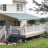 Diensweek Patio Awning Retractable 12'x10', Fully Assembled Manual Commercial Grade - Quality 100% 280G Ployester Window Door
