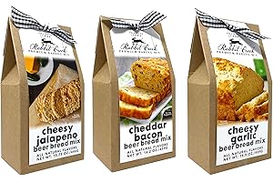 Rabbit Creek Beer Bread Mix Variety Pack of 3 – Cheesy Jalapeno, Cheddar Bacon & Cheesy Garlic Beer Bread Mix