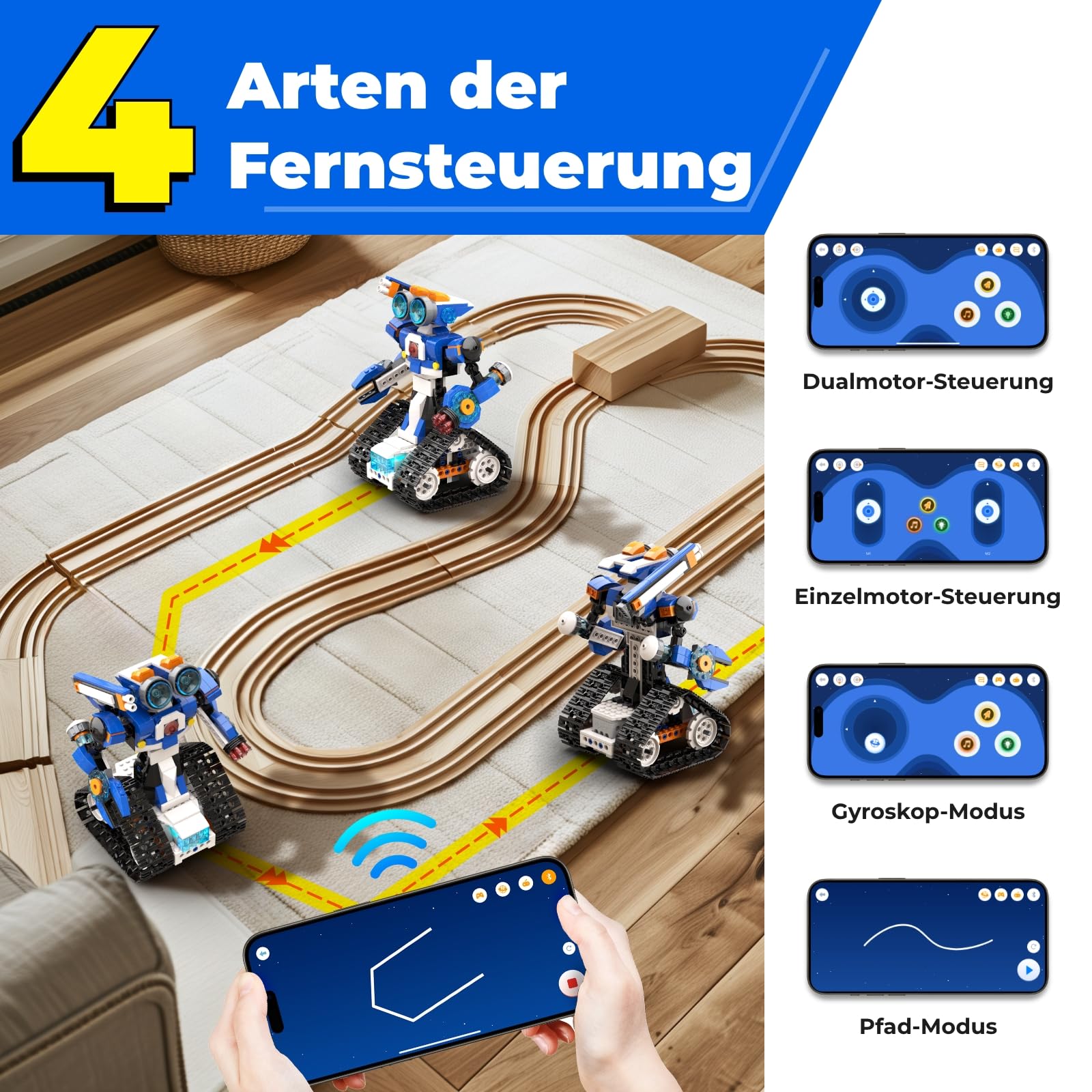 Apitor Robot J – Programmierbarer Roboter Bausatz für Kinder, 6-in-1 STEM Lernspielzeug mit App-Steuerung, Jungen & Mädchen ab 7 Jahren (480 Teile) 6