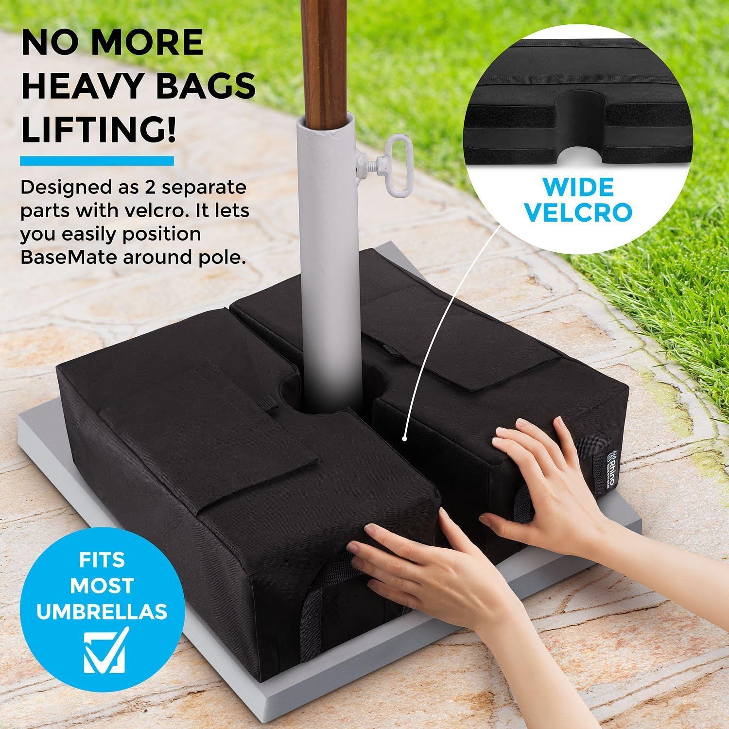 TeeMoo 18″ Square Detachable Umbrella Base Weight Bag, Umbrella