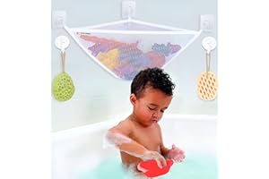 SLONSER Mesh Bath Toy Holder - Kids Bath Toy Net for Tub, Bathtub Toy Holder Basket, Corner Bath Toy Storage Bin Hammock Organizer, Shower Caddy Hanging Bag - Baby Bathroom Toys Storage with Suction Cup Hooks