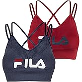 Fila Women’s Sports Bra 2-Pack – Seamless Crisscross Back Strappy Workout Crop Top for Yoga,