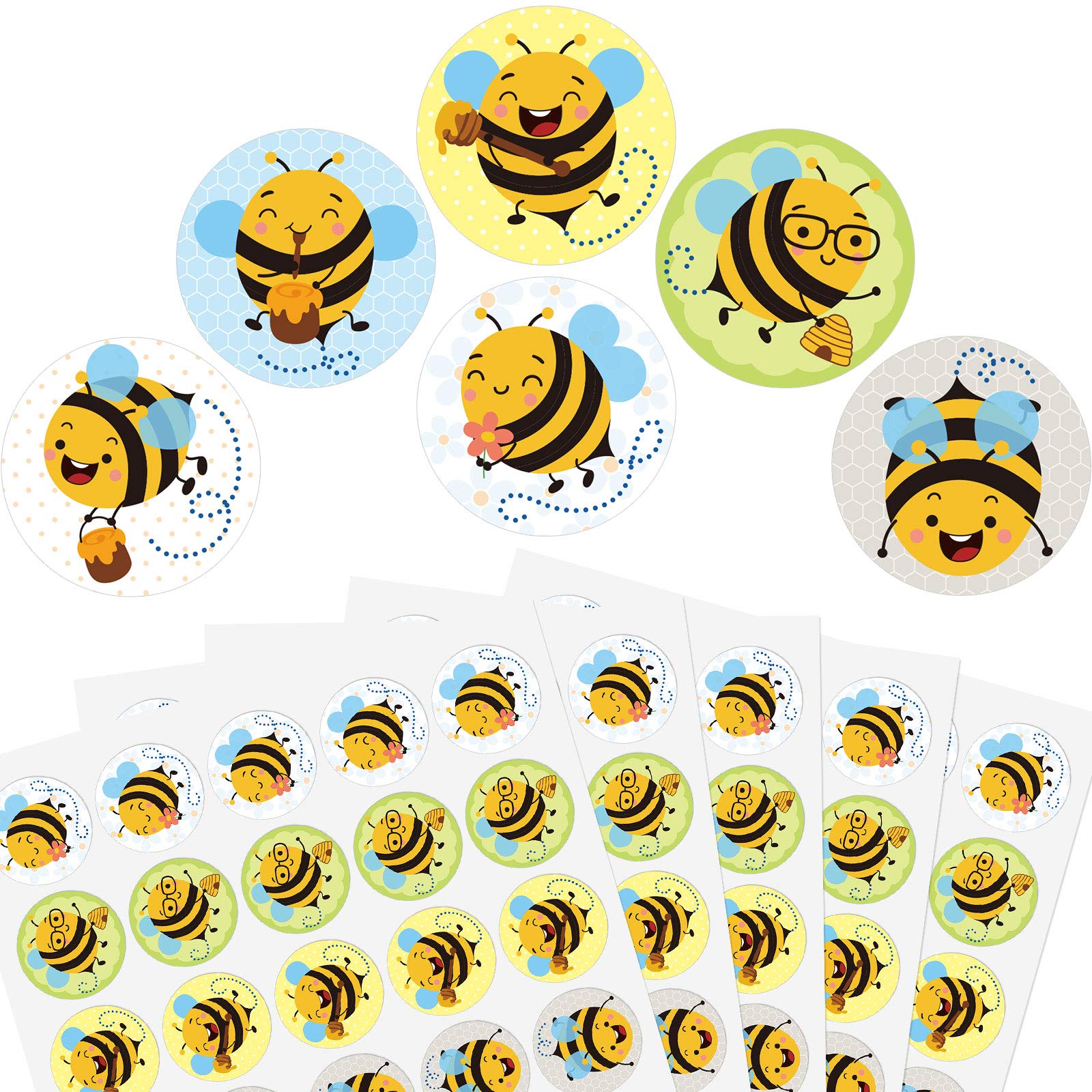 Zonon 600 Pcs Bee Classroom Reward Stickers for Kids 1.2 Small Honey Bee Round Stickers Back to School Incentives Decals Motivational Cute Decor Teachers Students Birthday Wedding Party Favors