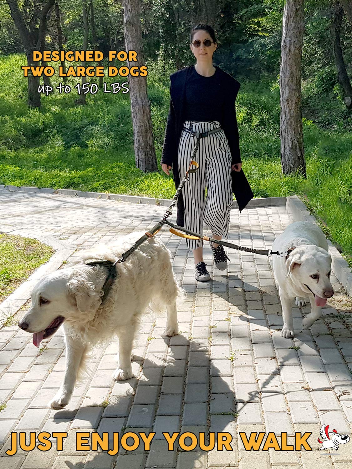 waist dog lead for 2 dogs