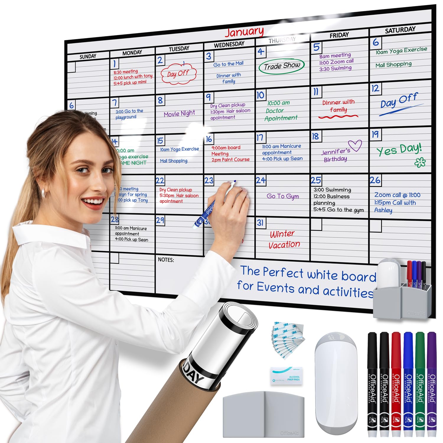 Large Dry Erase Calendar For Wall Monthly,24x36 Inch Big