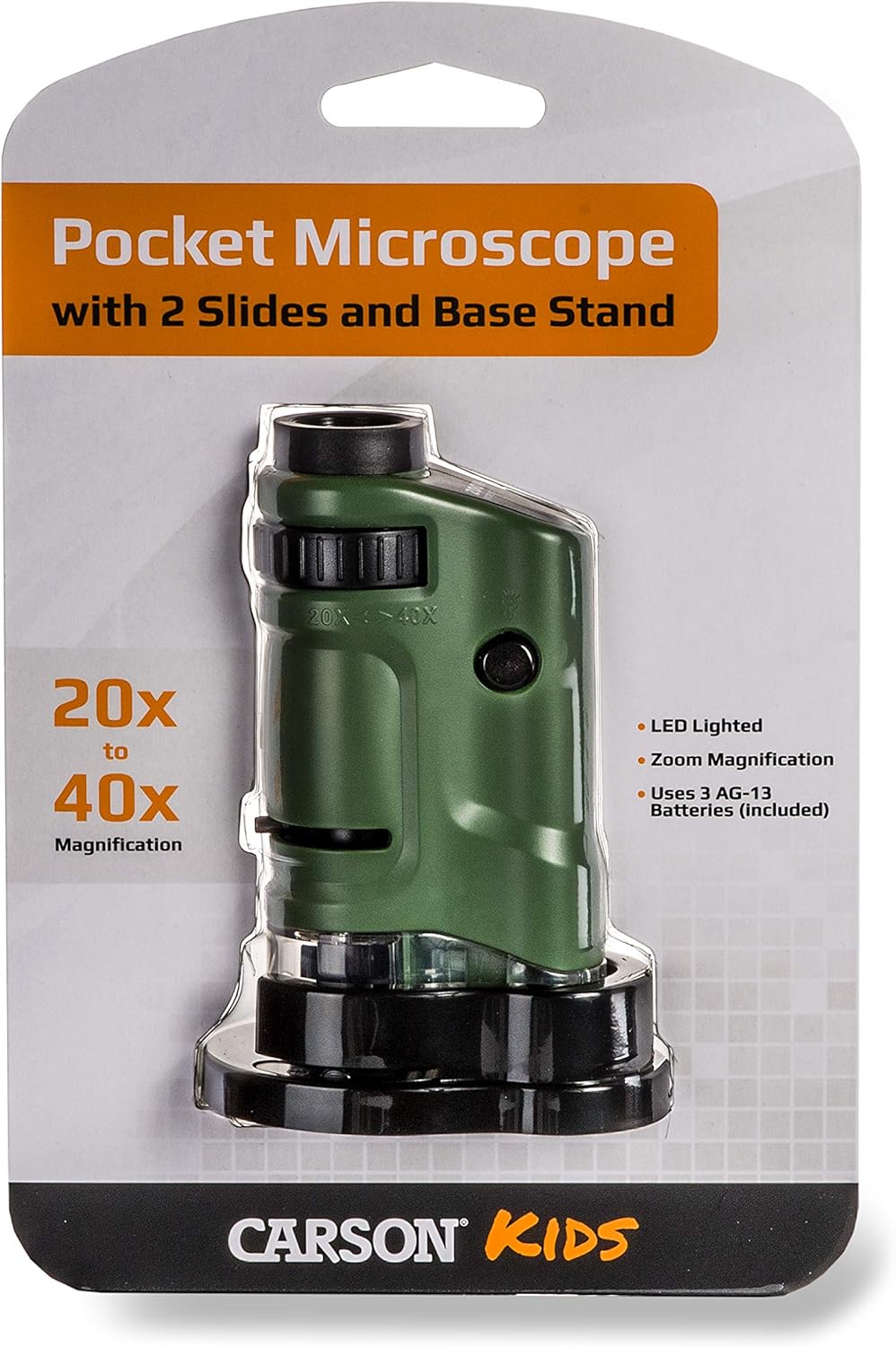 Carson MicroBrite 20x-40x LED Lighted Pocket Microscope for Learning, Education and Exploring (MM-24, MM-24MU): Camera & Photo