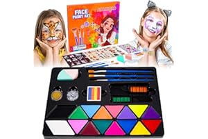 AOLIKOKO 20 Colors Face Paint Kit ，Professional Face Painting kit, Birthdays, Halloween Face Body Makeup Kit,Ideal for Cosplay Party SFX Arty Stage Makeup (Set 4)