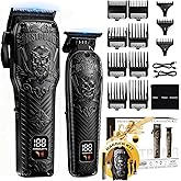 BESTBOMG Professional Cordless Mens Hair Clippers & Beard Trimmer Kits & Sets,Metal Hair Clippers Cutting Grooming Kit with Long Battery Life for Family Barber Use (Black)