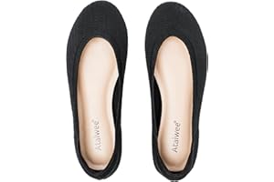 Ataiwee Women's Wide Width Flat Shoes, Casual Breathable Dreesy Pointed Toe Soft Sole Slip on Ballet Flats.