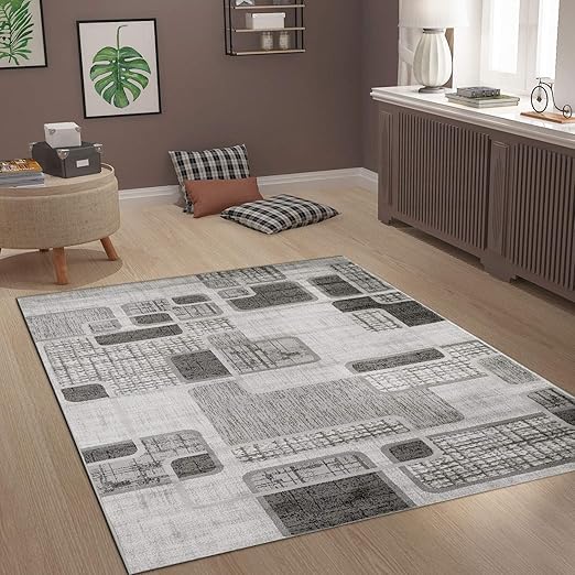 Hochwertiger Schlaf Wohnzimmer Teppich Beige Grau Kunstvoll Labyrinth Muster Vertiefte Konturen Meliert Frisee 80x150 Cm Sidra Hospital