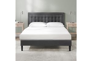Zinus Dachelle Upholstered Platform Bed Frame, Mattress Foundation, Wood Slat Support, No Box Spring Needed, Eco Friendly WonderBox (TM) Packaging, Easy Assembly, Dark Grey, King