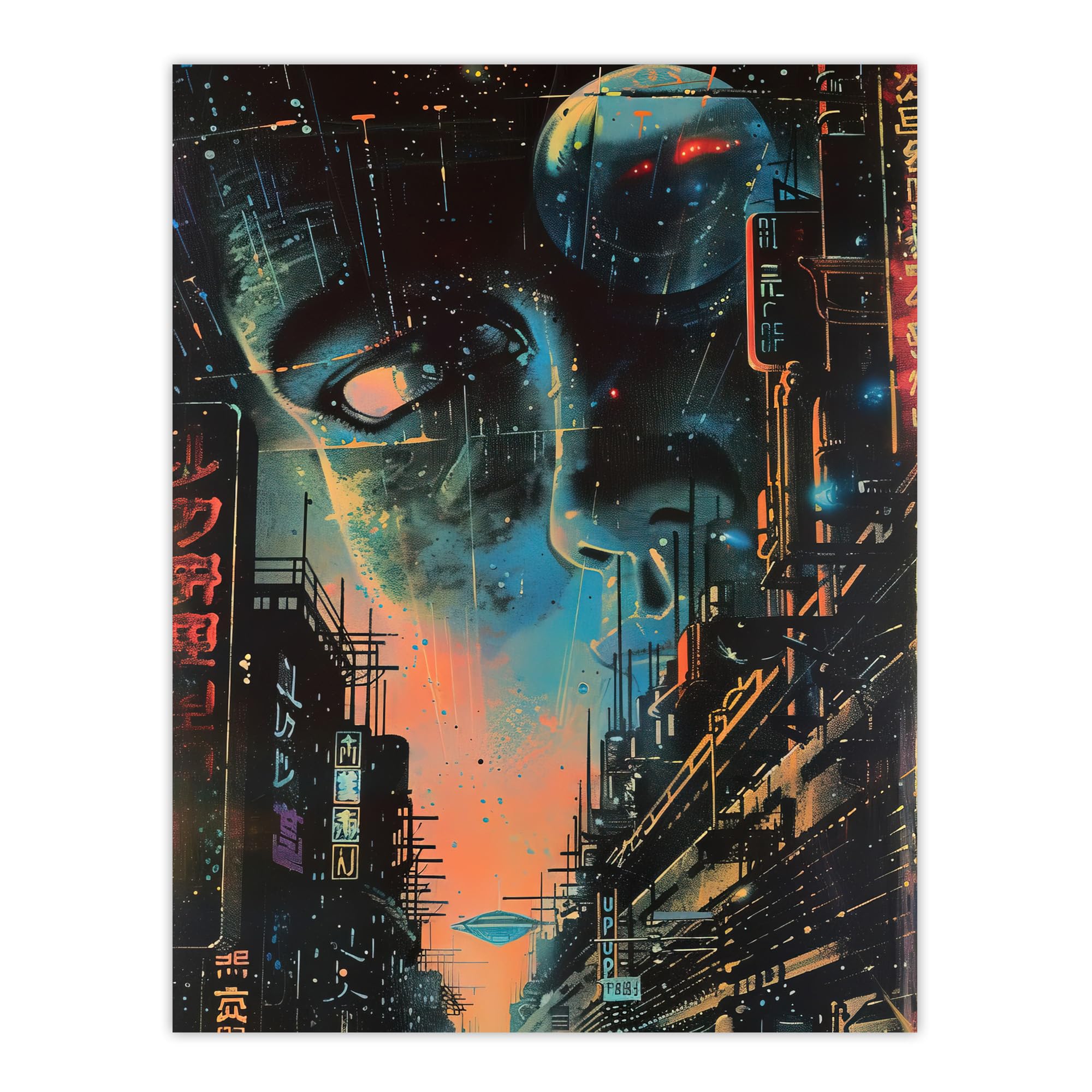 Artery8 Japanese Sci Fi City Tokyo Japan Cyberpunk Pulp Living Room Extra Large XL Wall Art Poster Print