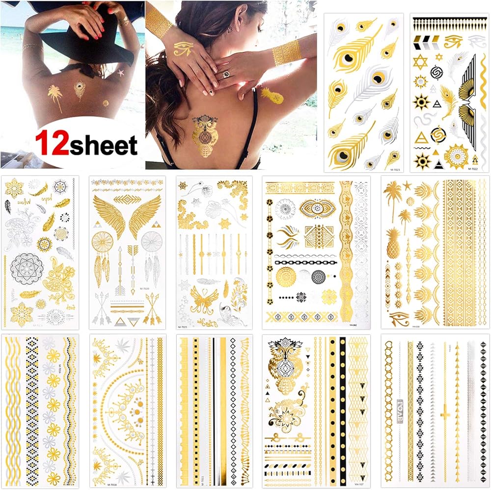 Tatuaggi temporanei 12 fogli sole sun