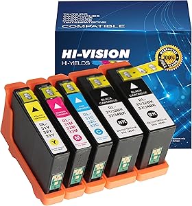 HI-Vision Compatible Ink Cartridge Replacement for Dell Series 31 32 33 34 to use with Dell V525W, V725W Printers All-in-One Wireless Inkjet Printer(2 Black, 1 Cyan, 1 Magenta, 1 Yellow)5 Pack