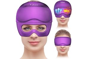2 in 1 Migraine Relief Cap with Gel Eye Mask, Headache Relief Cap Ice Head Wrap Hot and Cold Therapy Hat, Migraine Cap Gel Ca