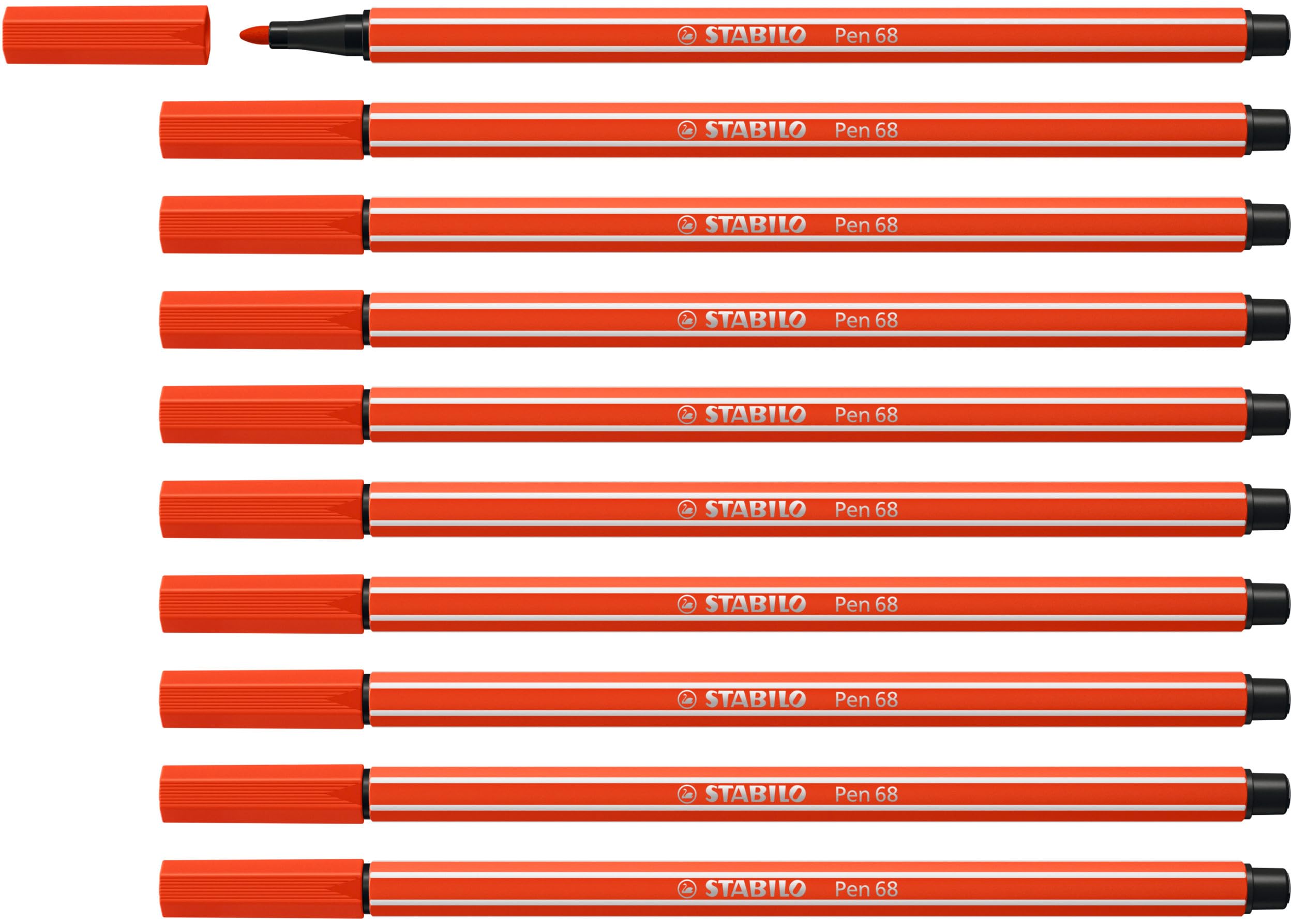 STABILO Pen 68 - Premium Fibre-Tip Pen - Pack of 10 - Light Red — image 1