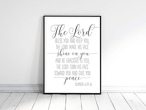 Amazon Com Bible Verse Printable The Lord Bless You And Keep You Numbers 6 24 46 Christian Prints Calligraphy Print Christian Gifts Bible Verse Art Wood Pallet Design Wall Art Sign Plaque With Frame Wooden amazon com bible verse printable the