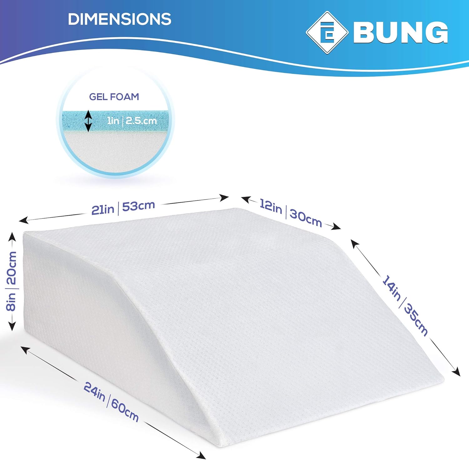 Leg Elevation Pillow with Cooling Gel - Memory Foam Leg Rest - Elevating Foam Wedge- Relieves Leg Pain, Hip and Knee Pain, Improves Blood Circulation, Reduces Swelling - Breathable, Washable Cover: Home & Kitchen