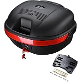 AHR 30L Motorcycle Top Case Trunk Black Tail Box Scooter Tour Motorcycle | Storage Box Carrier with Lock for Helmet Luggage