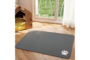 HotLive Pet Feeding Mat - Absorbent Dog Mat for Food and Water, No Stains Cat Bowl Mat, Easy to Clean Pet Placemats, Quick Dry Dog Water Dispenser Mat for Messy Drinkers | Dark Grey 18"x 28"