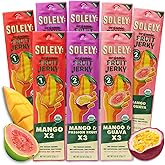 SOLELY - Organic Fruit Jerky Variety Pack - 8 Flavors, 8 Individually Wrapped Strips - Fruit Leather Made from Dried Fruit - Healthy Snacks for Adults &amp; Kids - Non GMO, Vegan - 0.8oz (23g)