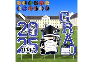YULEGLOWIX Graduation Decorations 2025 Yard Sign Blue Waterproof Congrats Grad Class of 2025 DIY Name Lawn Signs with Stakes Outdoor High School College Bachelor Graduation Party Decorations Supplies
