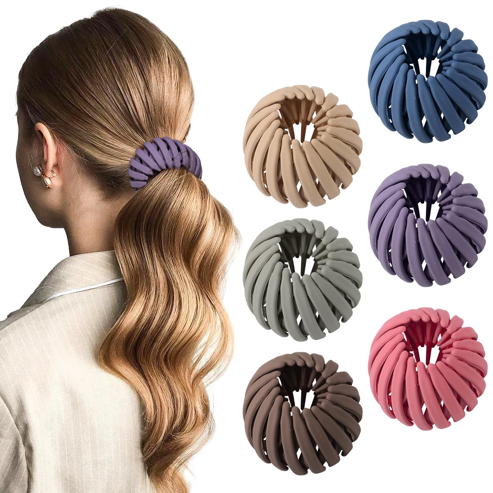 Photo 1 of 6Pcs Bird Nest Magic Hair Clips Hair Nest for Bun Strong Ponytail Holders for Women Girls (Dark, Large)