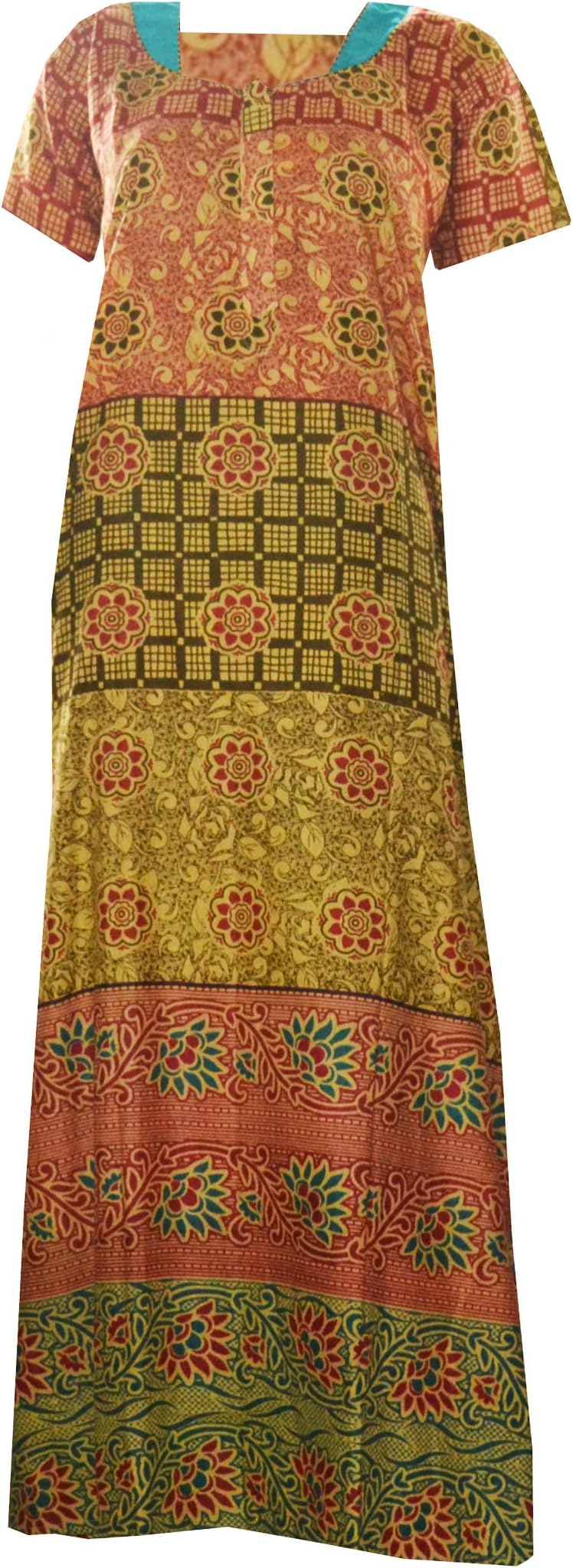 Women's Cotton Nighty with Fancy Neck (XL) Beige