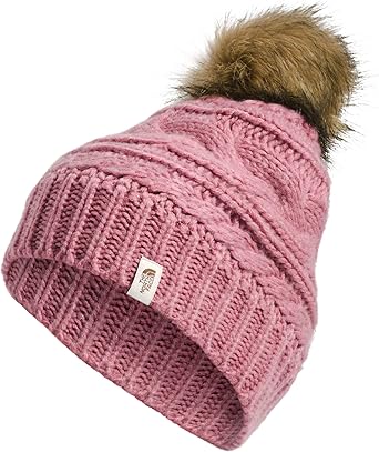 the north face triple cable fur pom