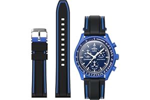 Stanchev Bands for Moonswatch Watch,Soft Silicone Strap Compatible with Omega x Swatch MoonSwatch Speedmaster 20mm Watch,Quick Release Waterproof Replacement Strap for Swatch Omega Men Women