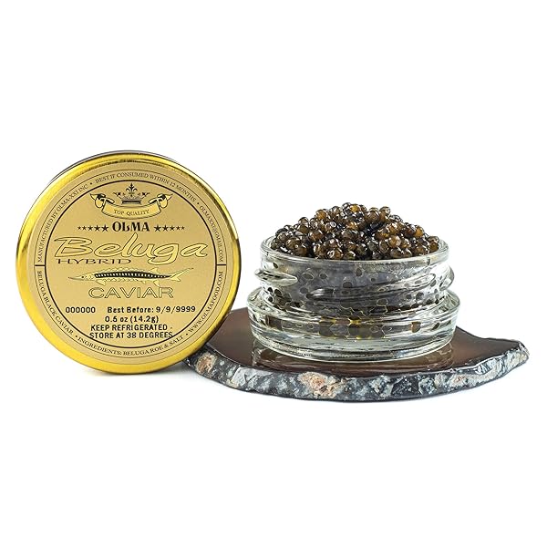 Beluga Sturgeon Hybrid Caviar, Rated Top Black Caviar in the World,  Exclusively from OLMA Ounce Overnight Delivery (Color: Black, Grey,  Gray,