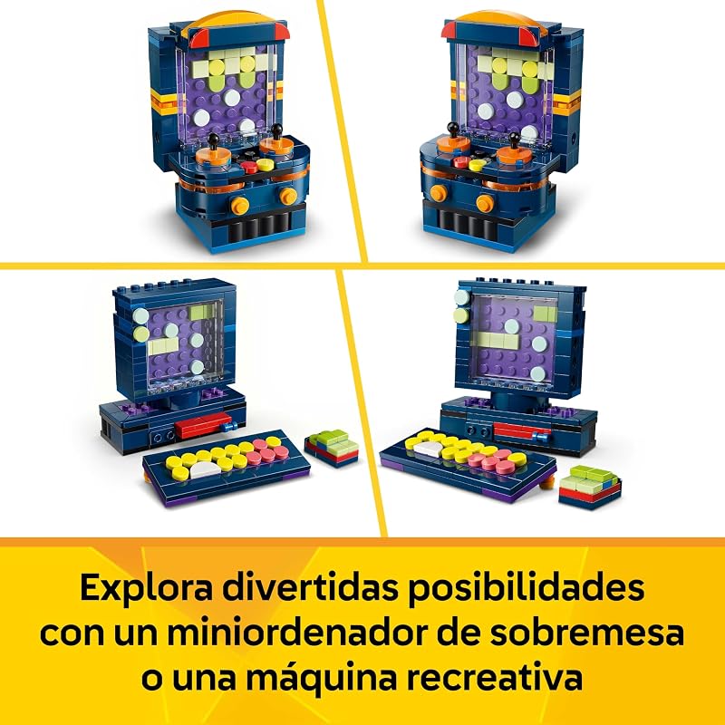 Creator 3in1 Consola de Videojogos Retro - Transformável em Máquina de Arcade e Computador de Brincar com Teclado e Rato - Presente para Gamer para Rapazes e Raparigas 8+ Anos - 31380