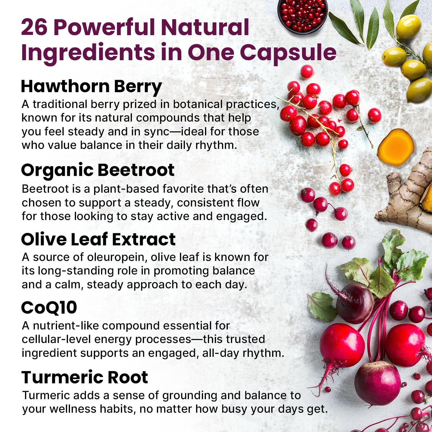 26-in-1 Nitric Oxide Supplement - Heart & Circulation Support with CoQ10, Turmeric, Organic Beet Root, Hawthorn Berry & Garlic - 2103mg per Serving (120ct)