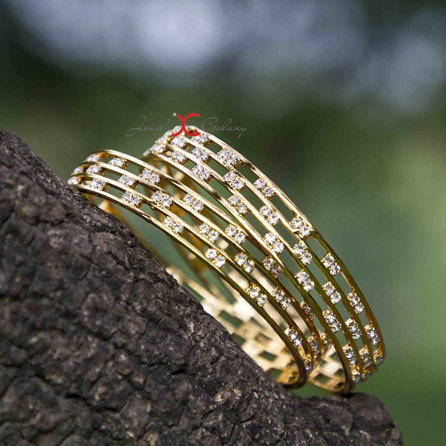 jewels galaxy elegant precious aaa american diamond bangles - pack of 2