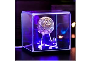 SAMRION Championship Ring Display Case with Led Light, UV-Protected Clear Challenge Coin Holder, Premium Light-Up Display Box for Memorabilia, Ideal Gift for Baseball, Softball, Super Bowl, Football Ring