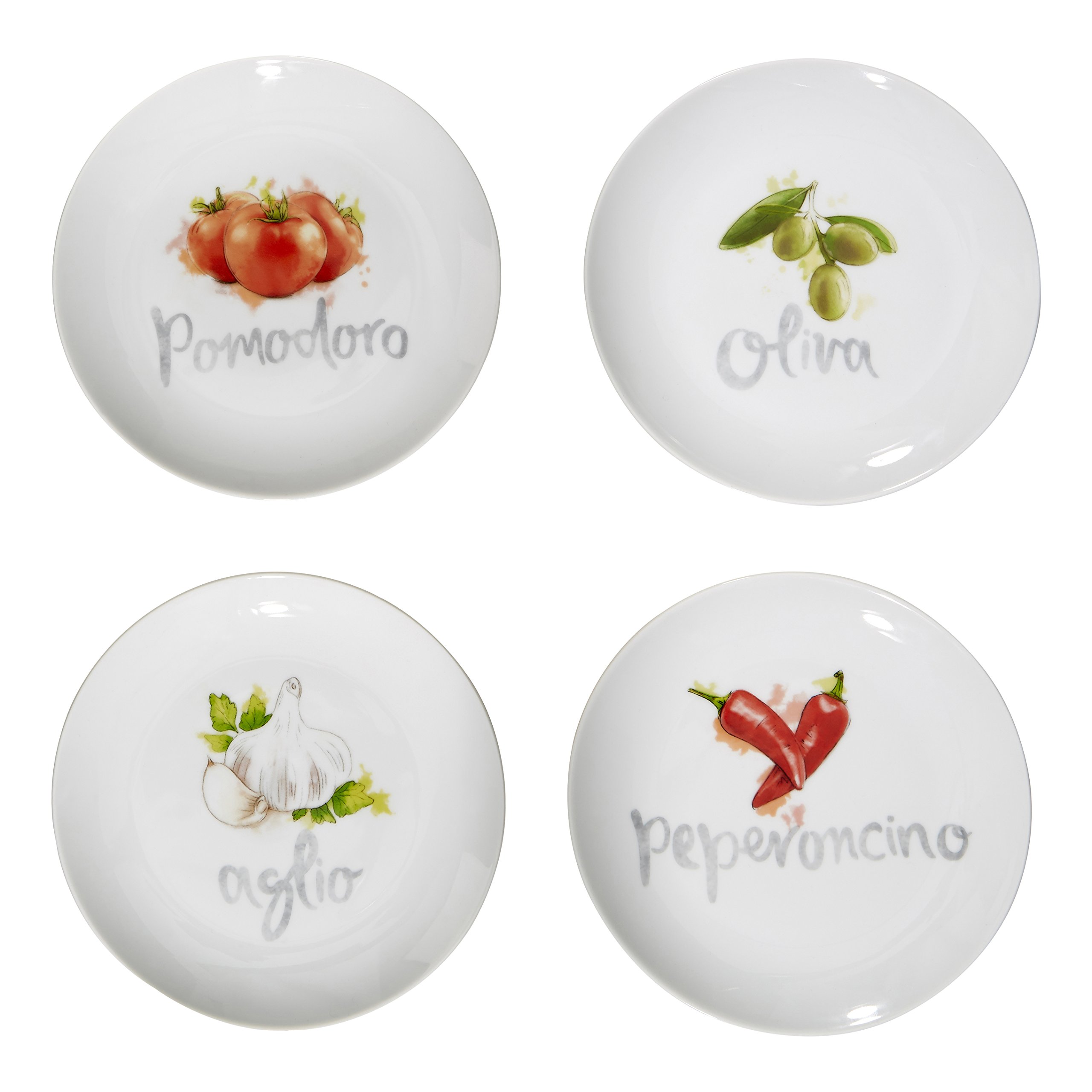 Premier Housewares Italia Antipasti Plates, Porcelain, White, 19 x 19 x 2.2999999999999998 cm