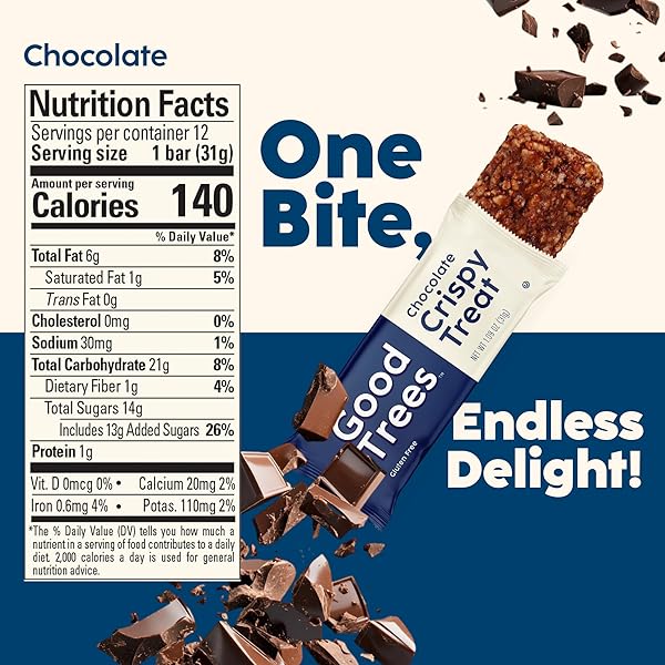GOOD TREES RICE CRISPY TREATS GLUTEN-FREE SNACK BARS WITH NUT BUTTER & COCOA 12 COUNT