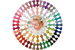 ALINMO Baby Hair Clips 60 Colors Baby Girls Fully Lined Baby Bows Hair Pins Tiny 2" Hair Bows Alligator Clips for Baby Girls Infants Toddlers Multicolor