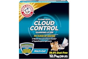 Arm & Hammer Clump & Seal Cloud Control Clay Cat Litter, Multi-Cat, 12.7kg, 7 Days of Odour Control, Dust Free, Clumping Litt