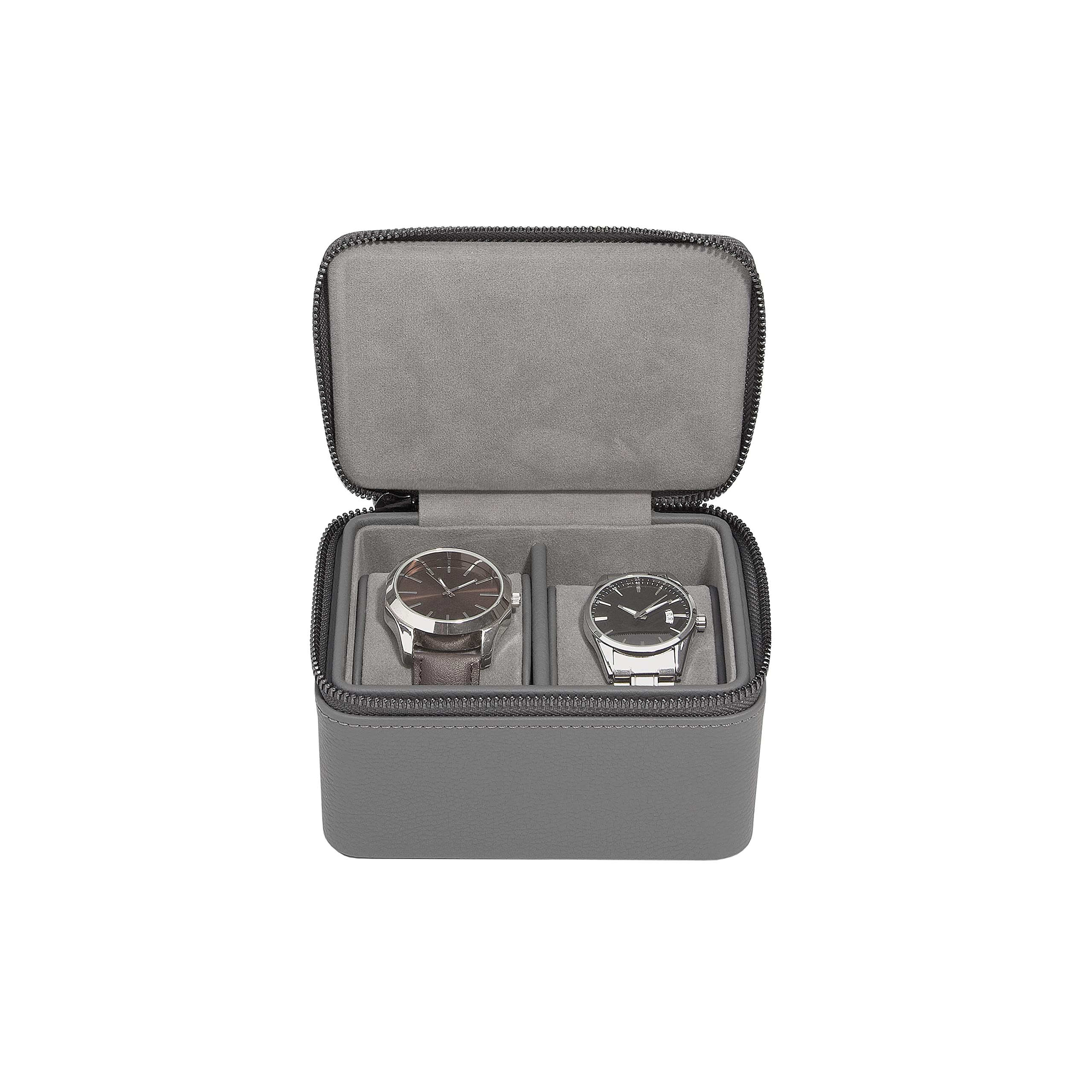 Stackers Slate Grey Double Zipped Watch Box