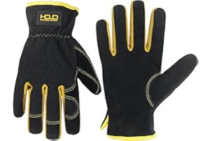 HLDD HANDLANDY Mens Leather Gardening Gloves, Utility Work Gloves for Gardening, Yardwork, Construction, Mechanics