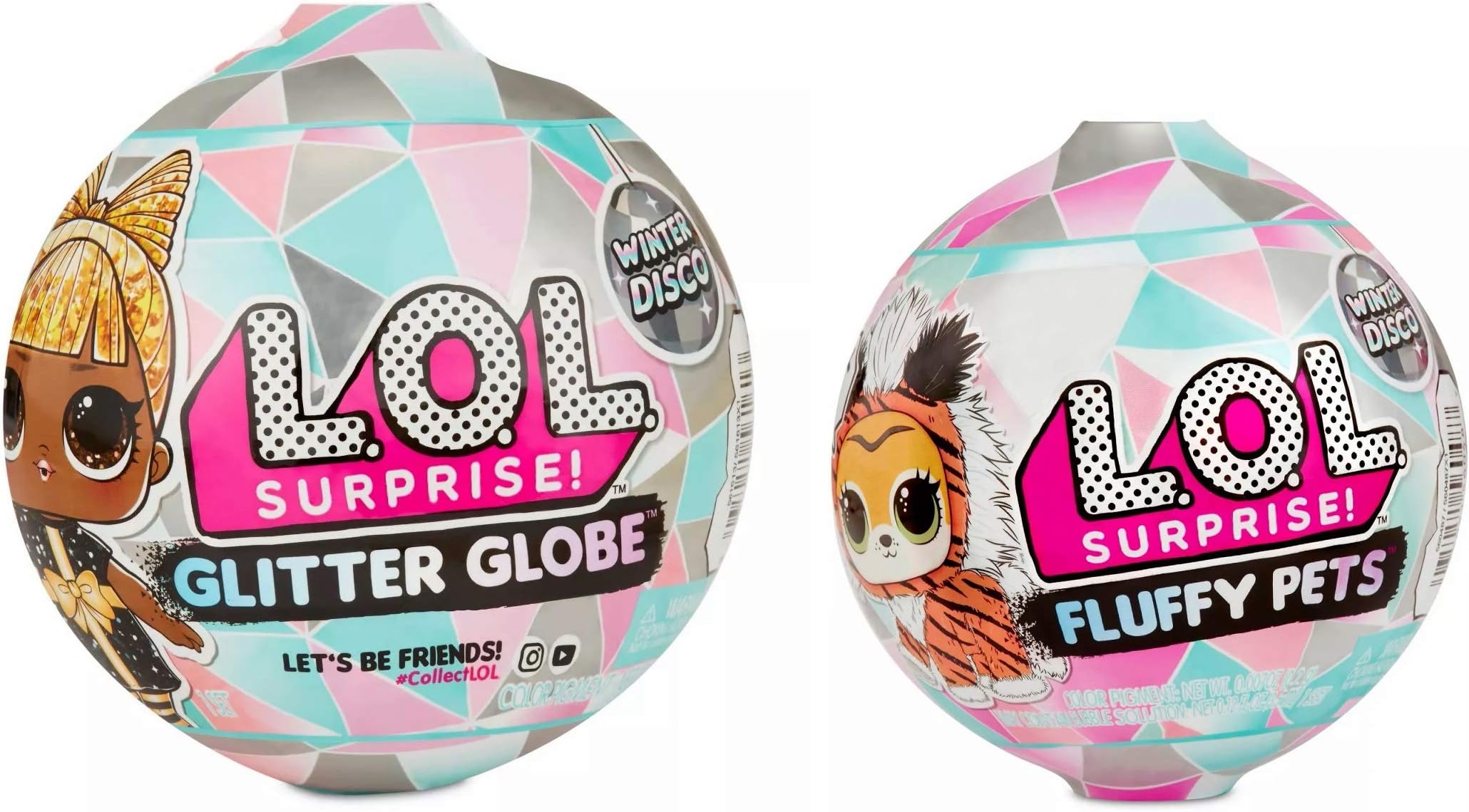 Winter Disco L.O.L Surprise Set of 2 - Glitter Globe (8 Surprises) and Fluffy Pets (9 Surprises)